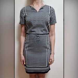 The Limited black and white geometric print blouson dress size Large